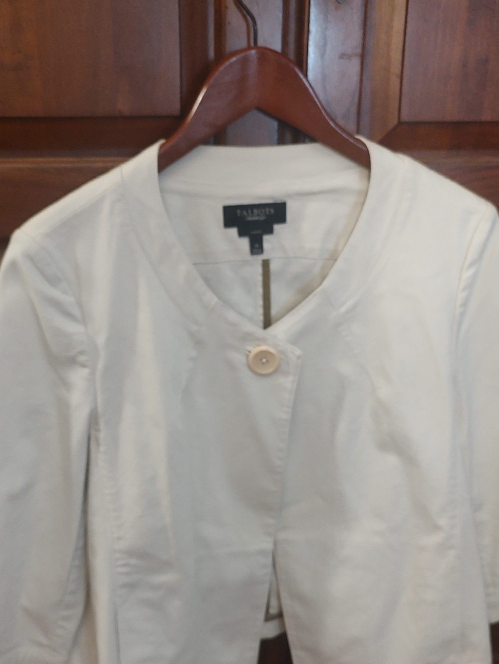 Talbots Cream Single-Button Cropped Blazer